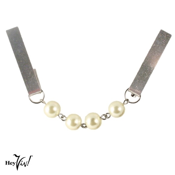 Pearl Sweater Guard Cardigan Clip 50s Style Silver in Organza Gift Bag - Hey Viv - Picture 2 of 5